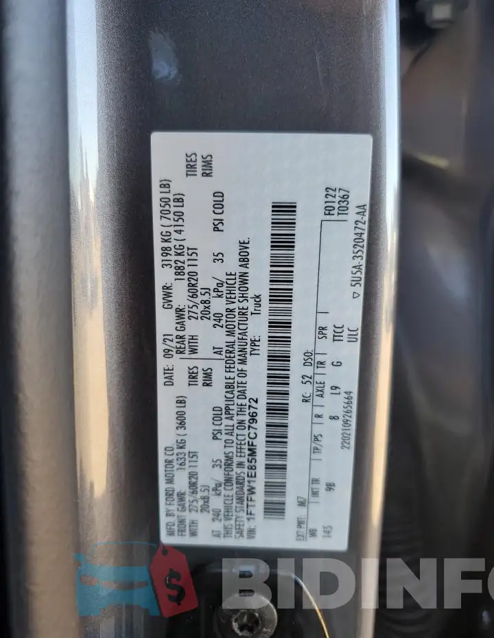 1FTFW1E85MFC79672 Photo# 12