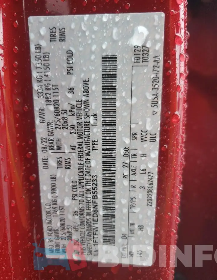 1FTFW1ED8NFB55233 Photo# 12
