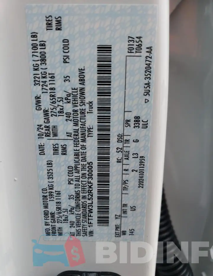 1FTFW3L52RKF30005 Photo# 12