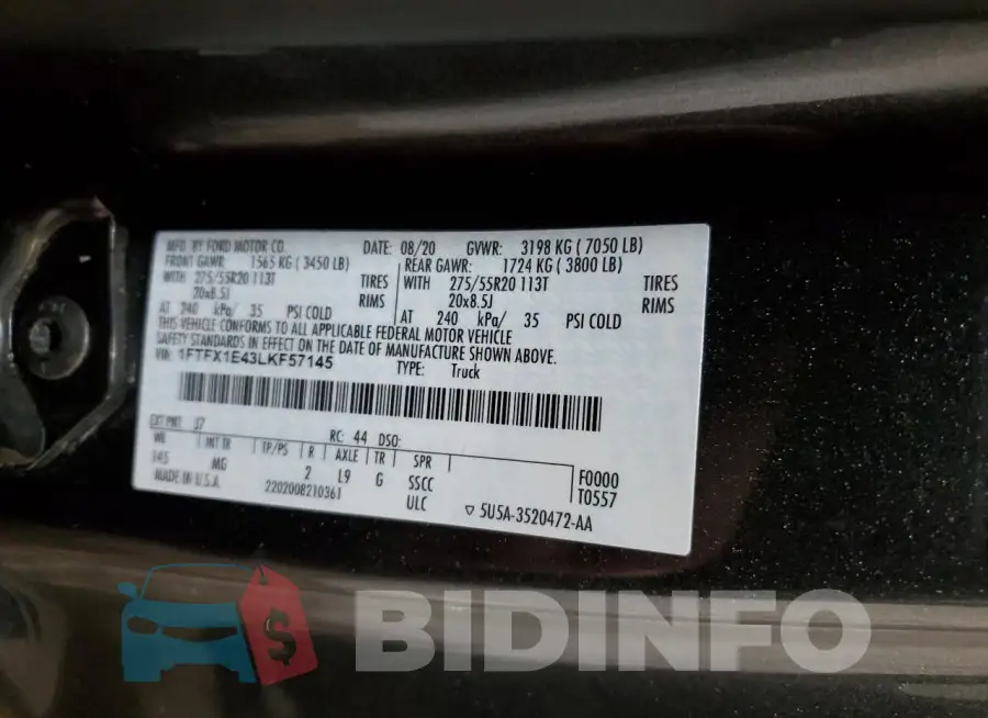 1FTFX1E43LKF57145 Photo# 12