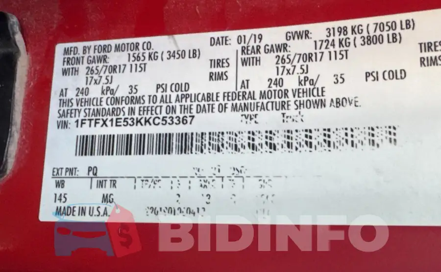 1FTFX1E53KKC53367 Photo# 10