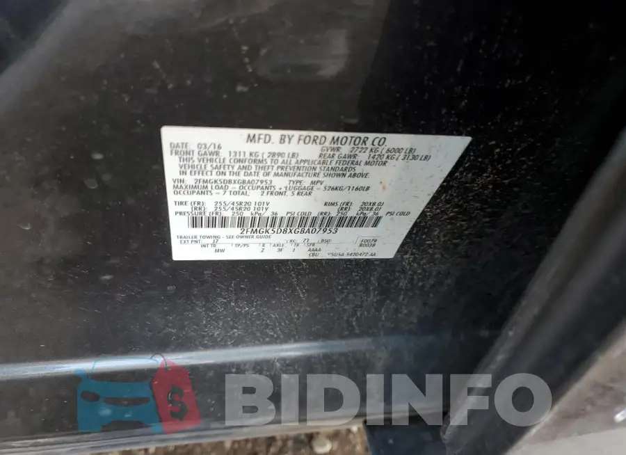 2FMGK5D8XGBA07953 Photo# 12