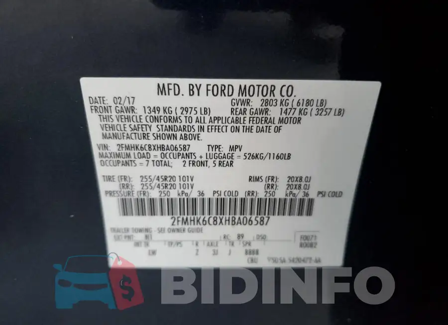 2FMHK6C8XHBA06587 Photo# 13