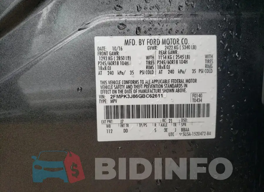 2FMPK3J86GBC62611 Photo# 12