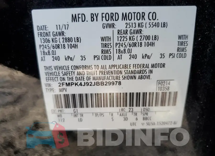 2FMPK4J92JBB29978 Photo# 13