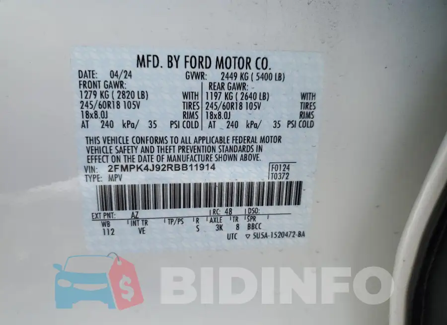 2FMPK4J92RBB11914 Photo# 14