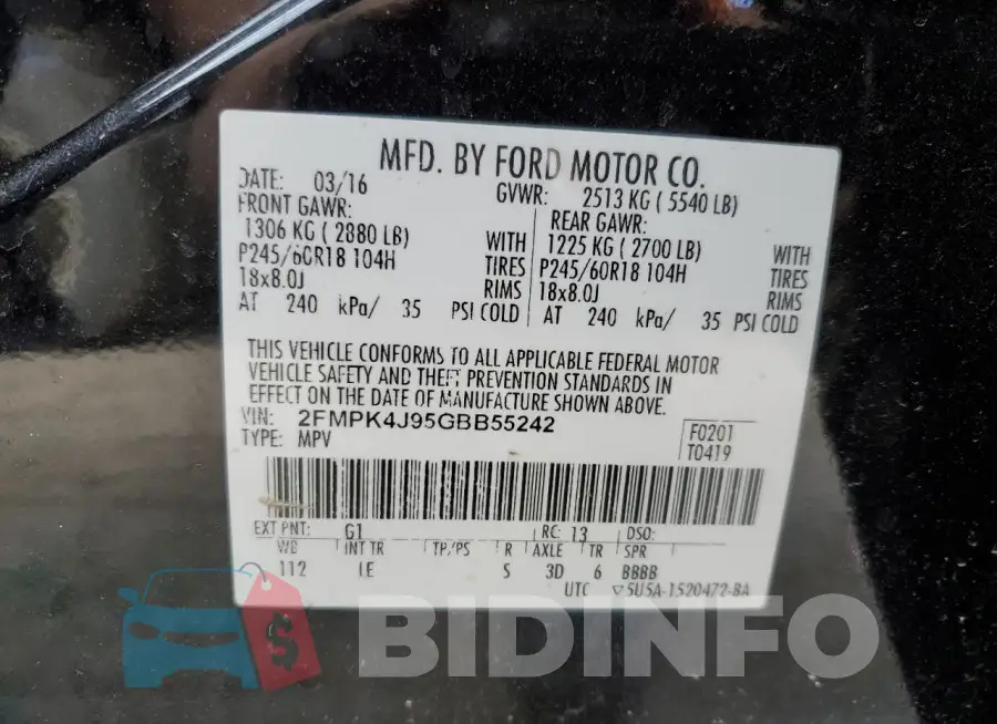 2FMPK4J95GBB55242 Photo# 13