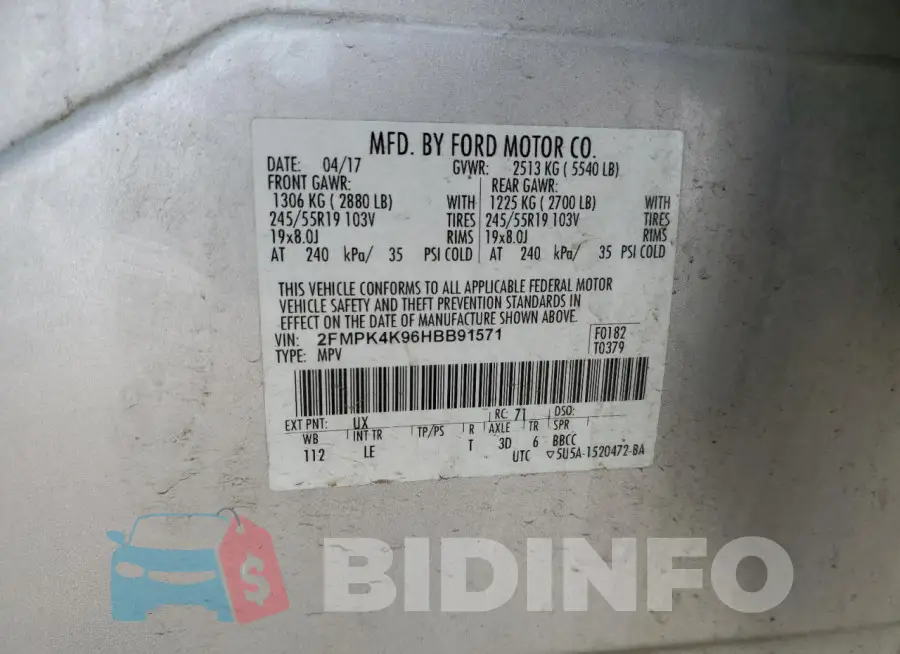 2FMPK4K96HBB91571 Photo# 13
