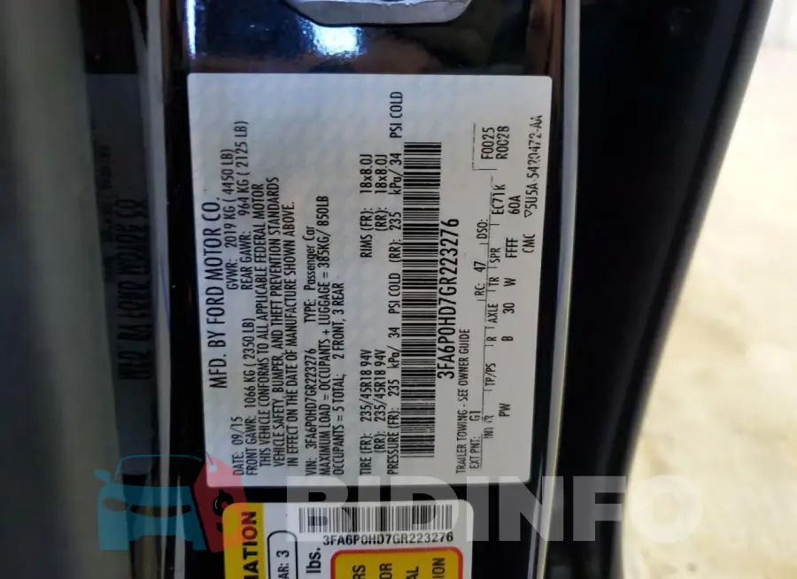3FA6P0HD7GR223276 Photo# 12