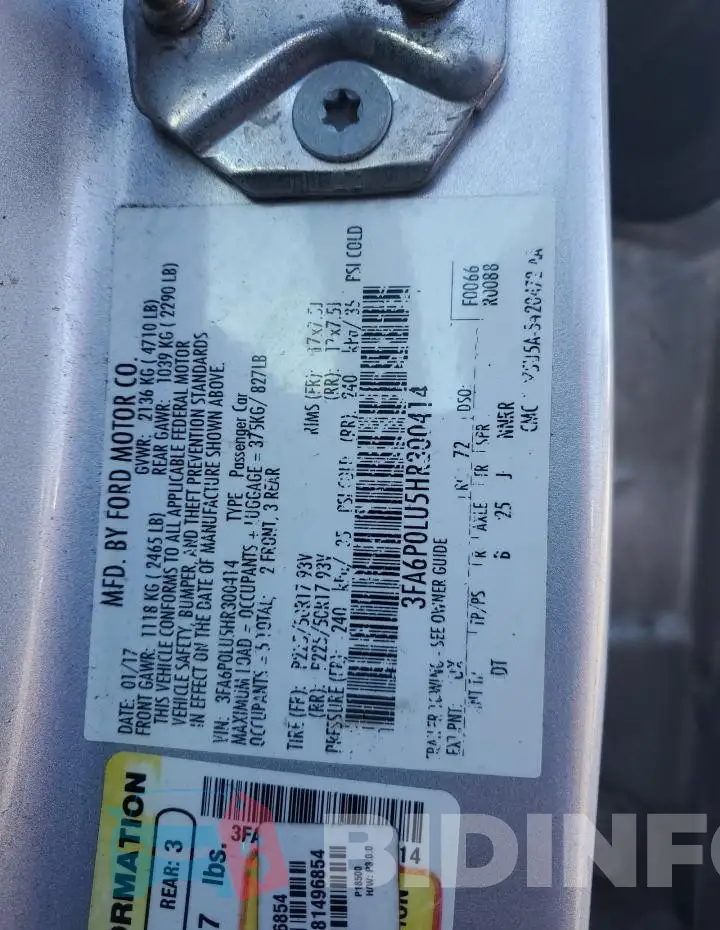 3FA6P0LU5HR300414 Photo# 12