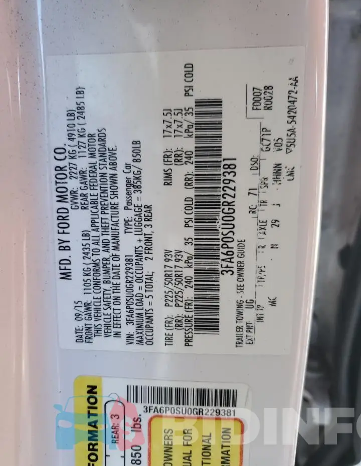 3FA6P0SU0GR229381 Photo# 12