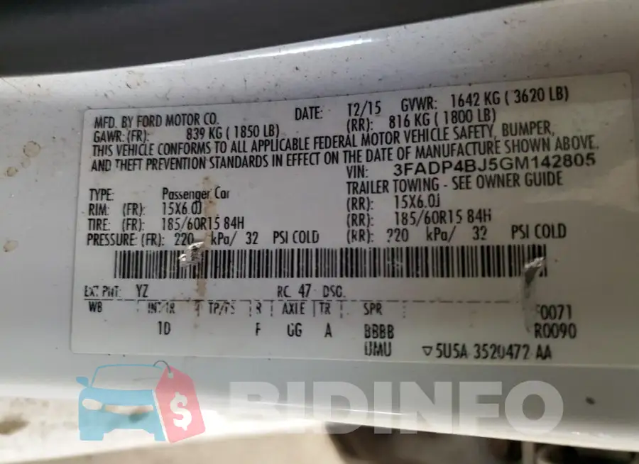 3FADP4BJ5GM142805 Photo# 12