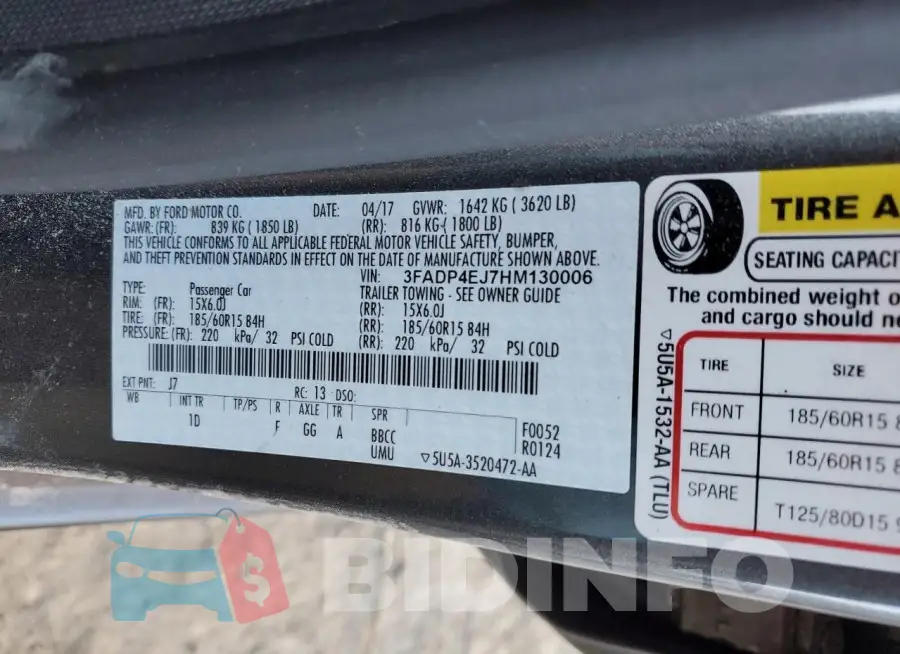 3FADP4EJ7HM130006 Photo# 12
