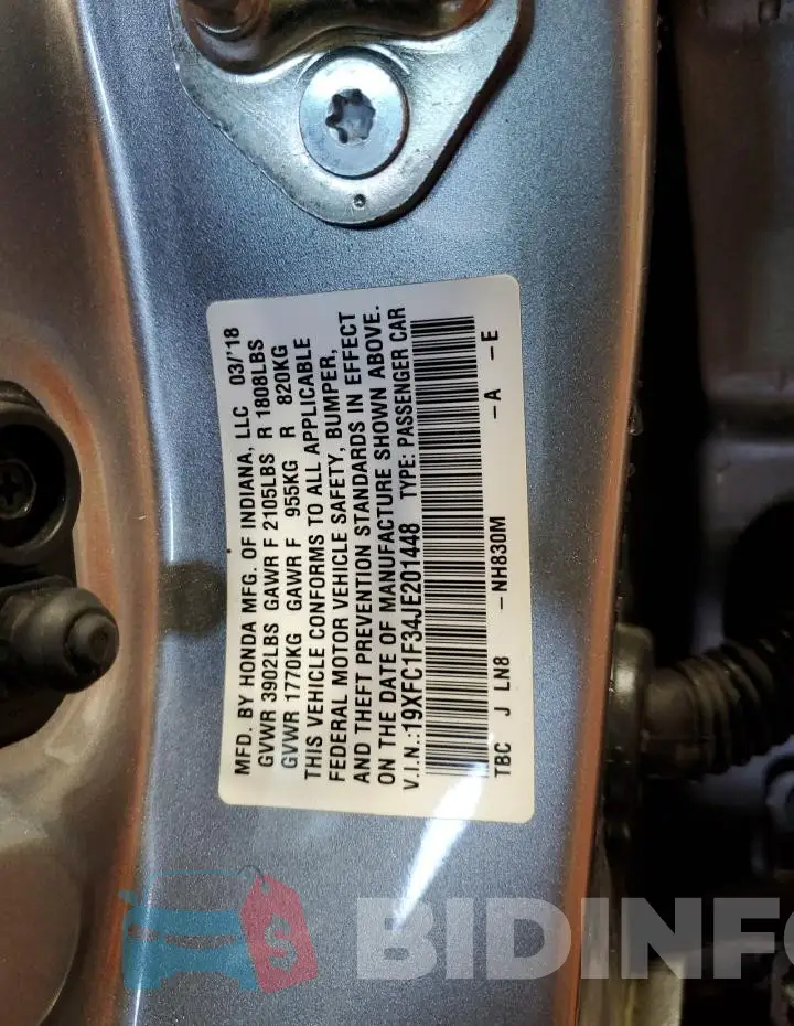 19XFC1F34JE201448 Photo# 13
