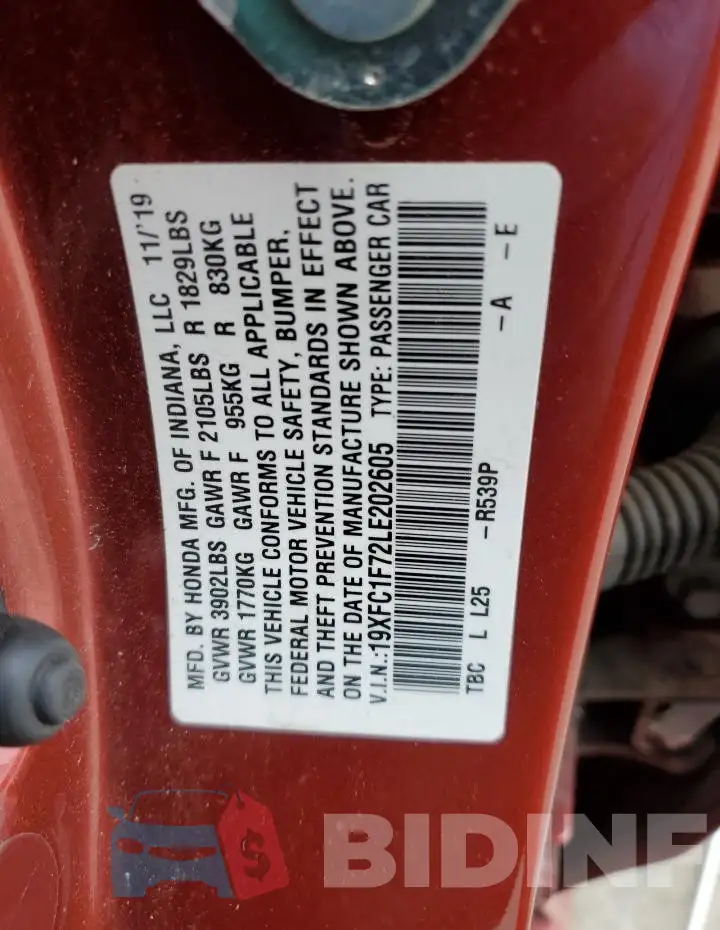 19XFC1F72LE202605 Photo# 12