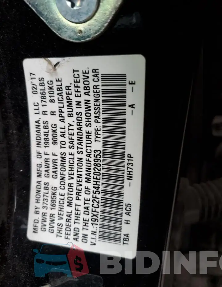 19XFC2F54HE028953 Photo# 12