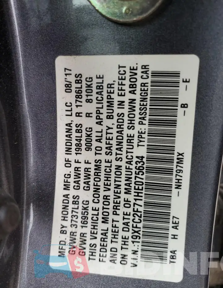 19XFC2F71HE075634 Photo# 12
