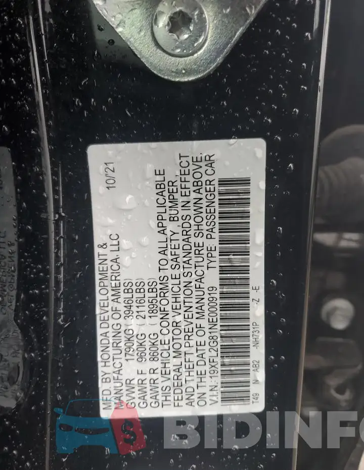 19XFL2G81NE000919 Photo# 12