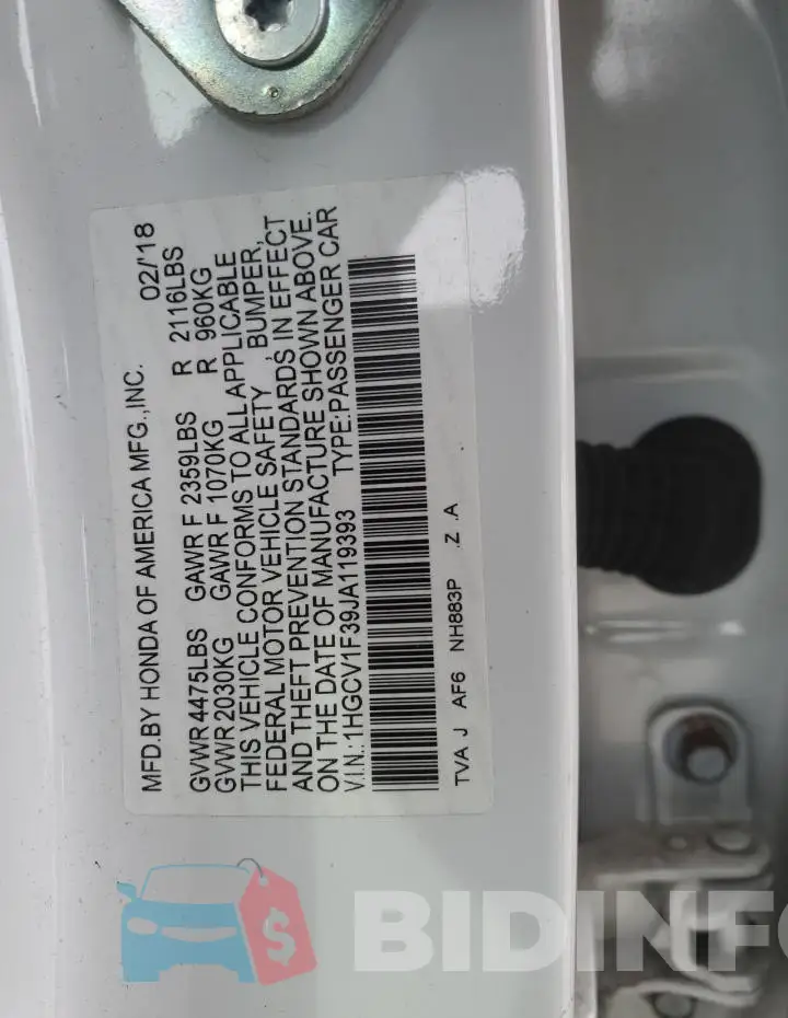 1HGCV1F39JA119393 Photo# 13