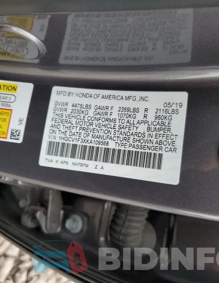 1HGCV1F3XKA109568 Photo# 12
