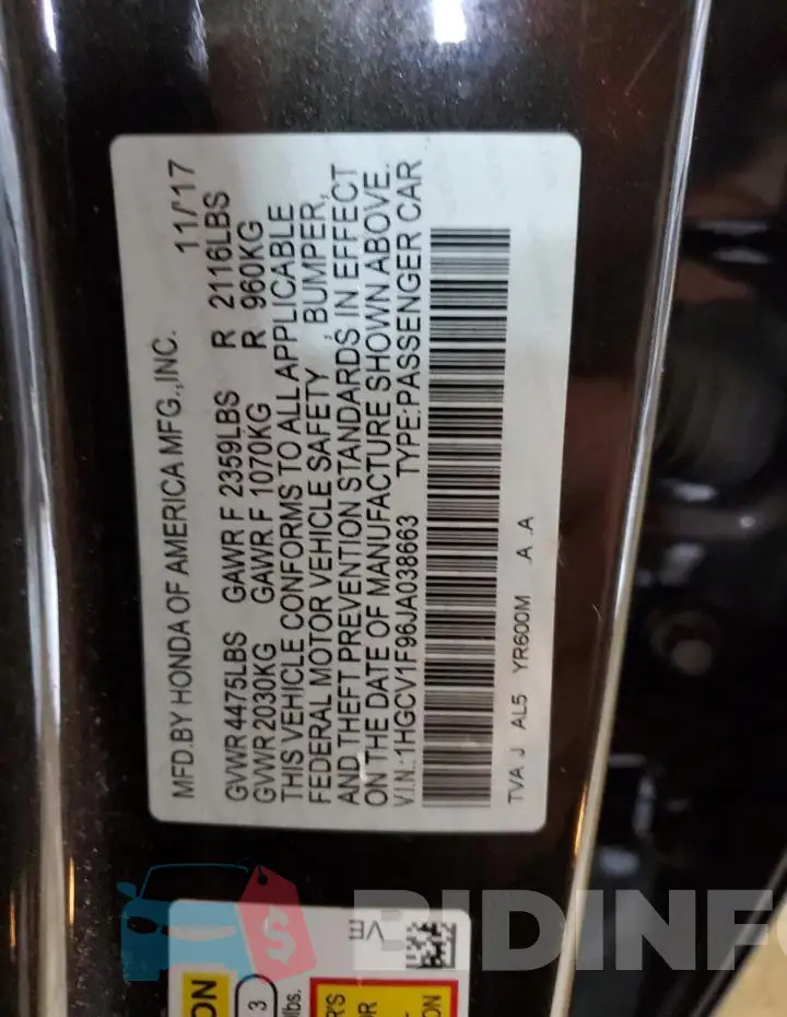 1HGCV1F96JA038663 Photo# 12