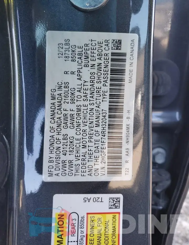 2HGFE1F74RH320437 Photo# 12