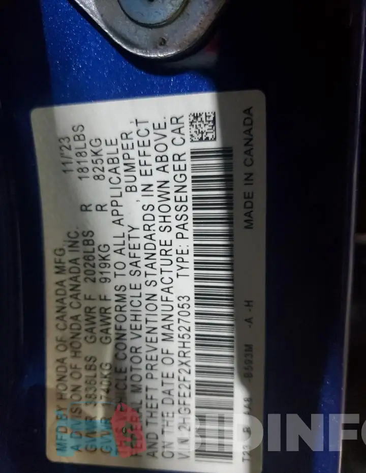 2HGFE2F2XRH527053 Photo# 12