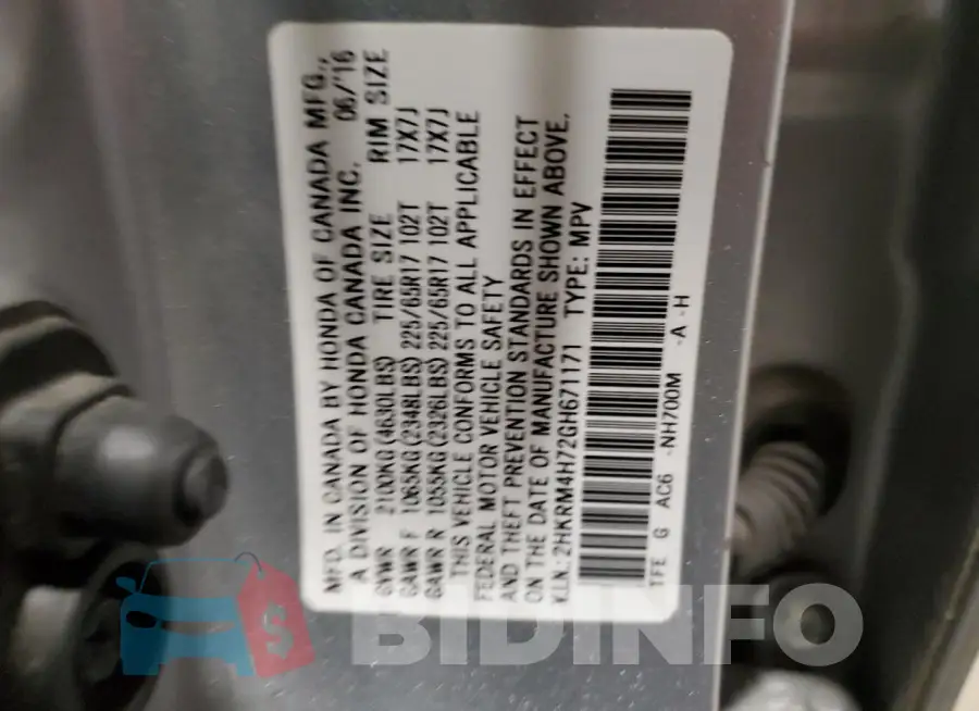 2HKRM4H72GH671171 Photo# 14