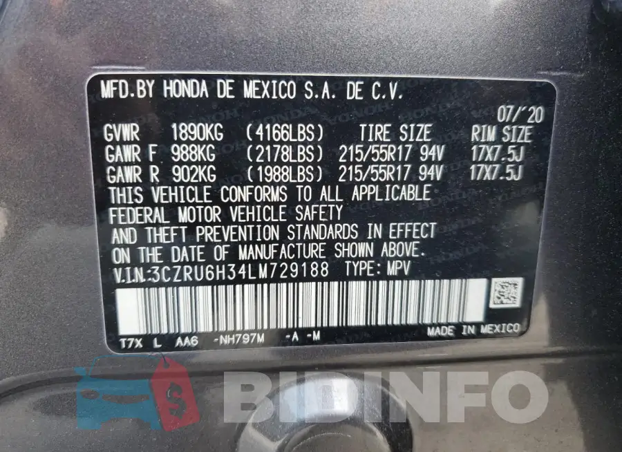 3CZRU6H34LM729188 Photo# 13