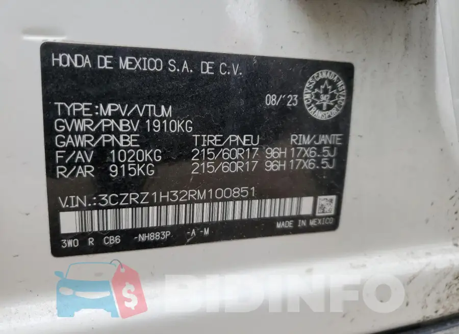 3CZRZ1H32RM100851 Photo# 13