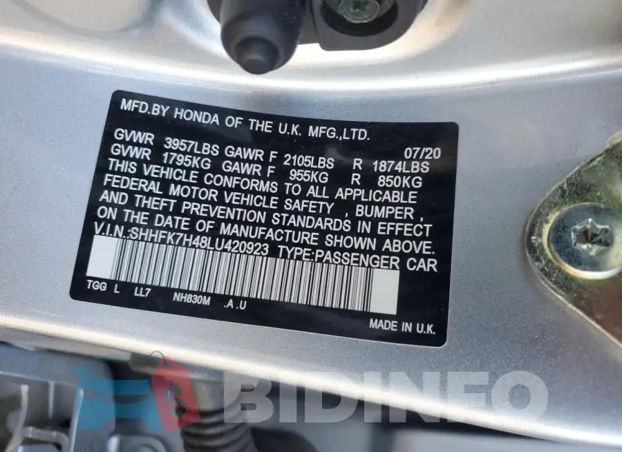 SHHFK7H48LU420923 Photo# 12