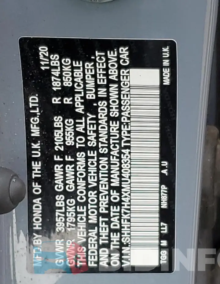 SHHFK7H4XMU408354 Photo# 12