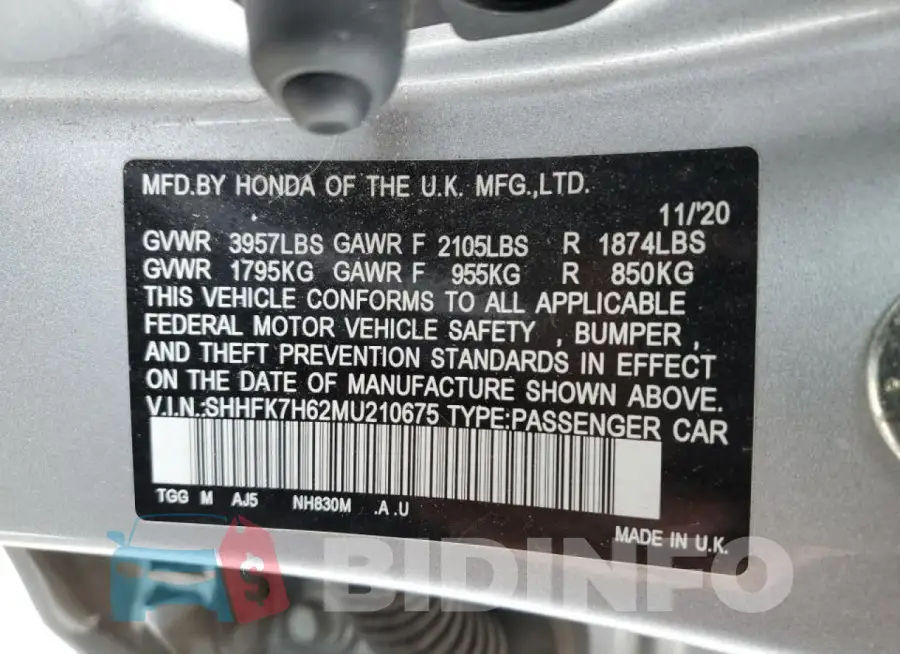 SHHFK7H62MU210675 Photo# 12