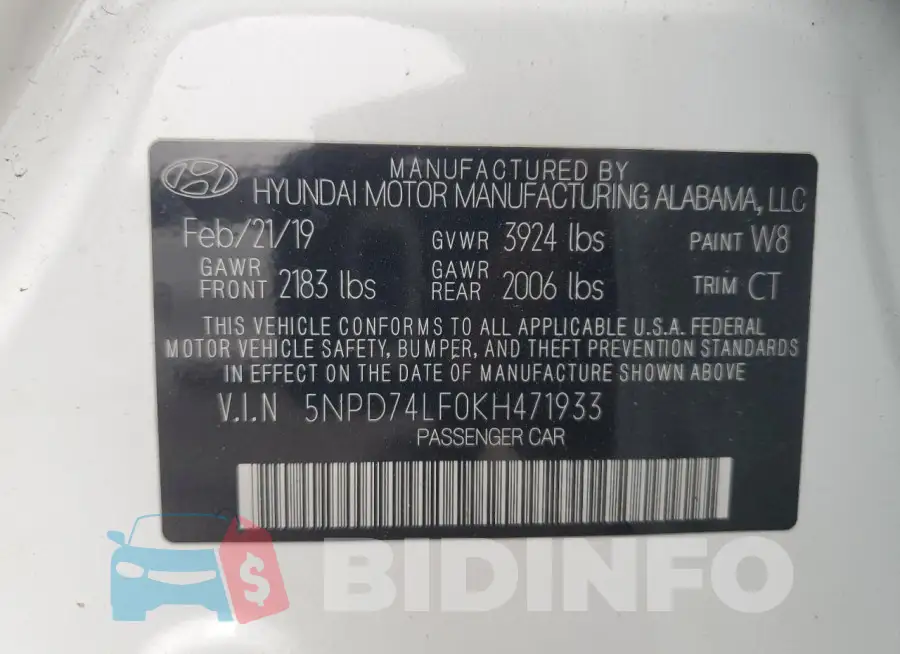 5NPD74LF0KH471933 Photo# 13