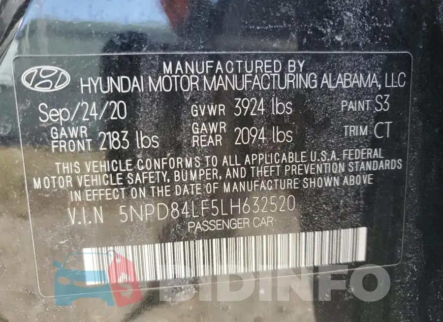 5NPD84LF5LH632520 Photo# 13
