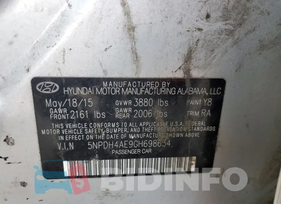 5NPDH4AE9GH698634 Photo# 12