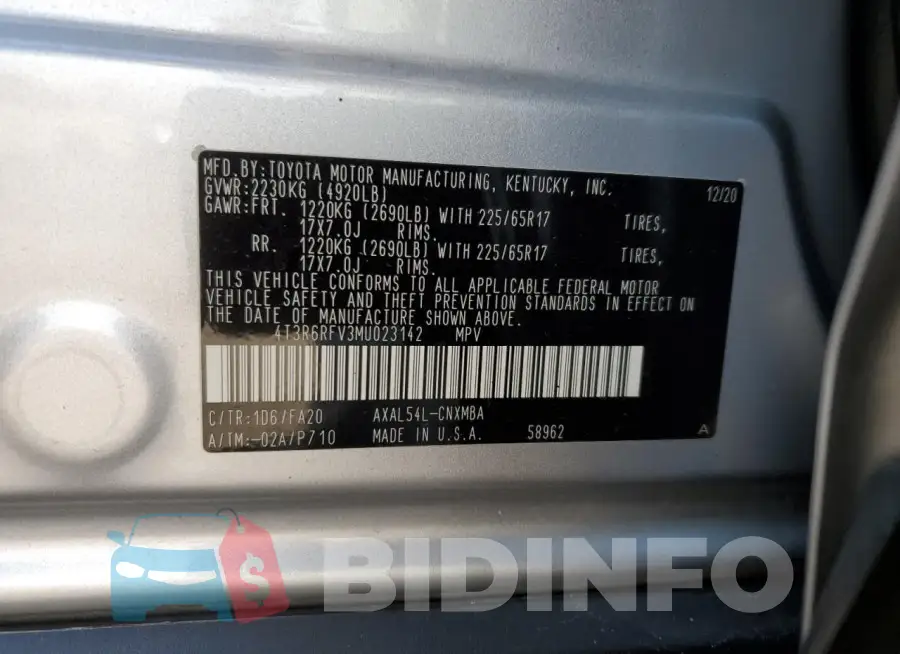 4T3R6RFV3MU023142 Photo# 13