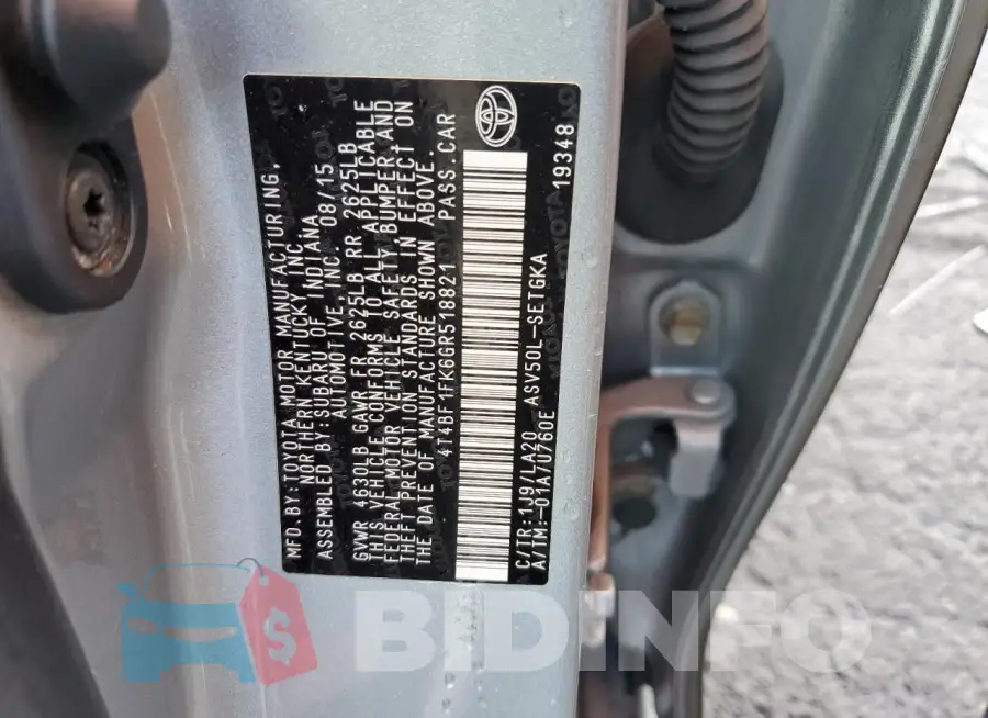 4T4BF1FK6GR518821 Photo# 13
