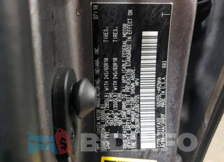 5TDBZRFH7JS901705 Photo# 12