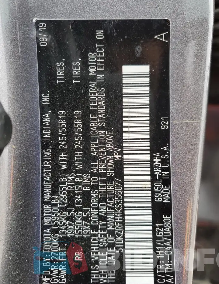 5TDKZRFH4KS356077 Photo# 14