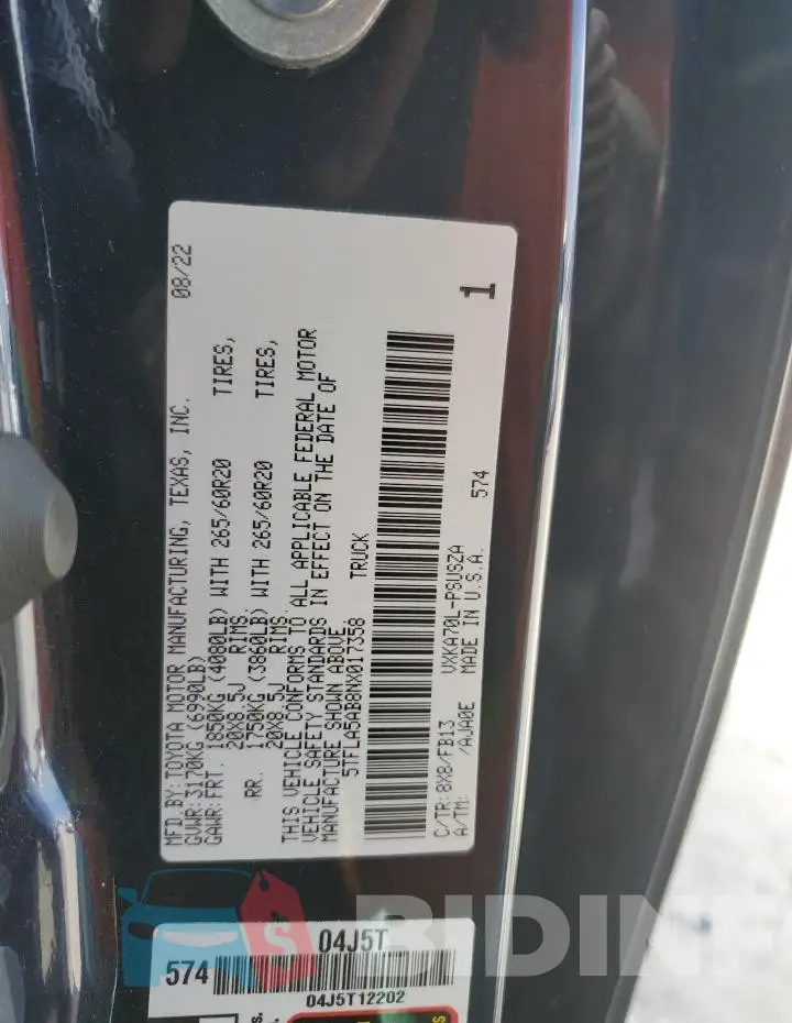 5TFLA5AB8NX017358 Photo# 12
