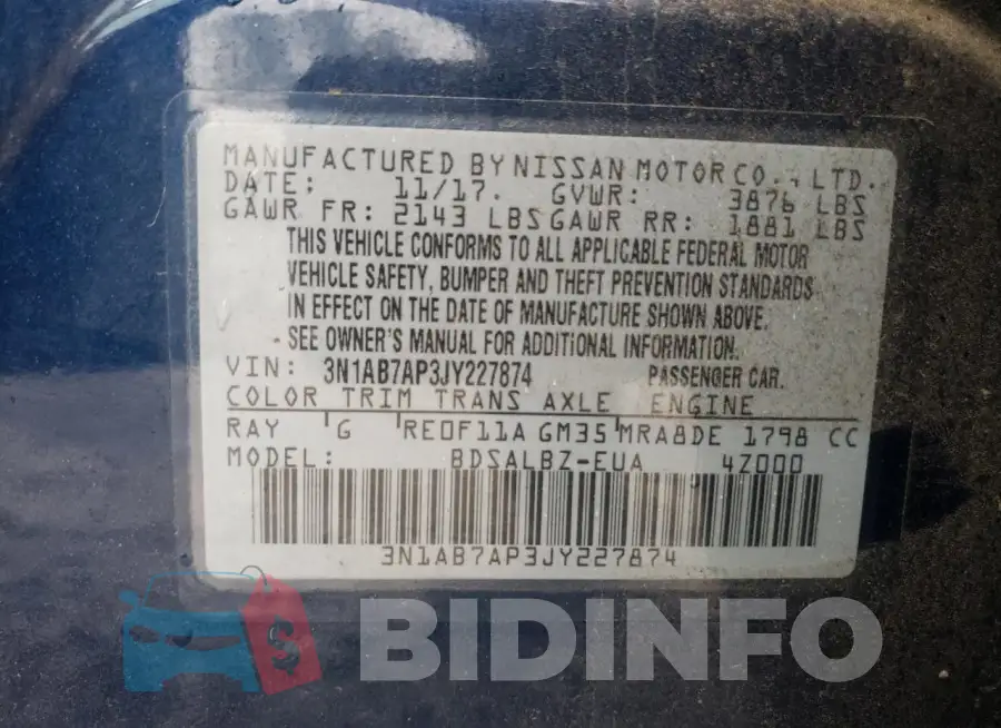 3N1AB7AP3JY227874 Photo# 12