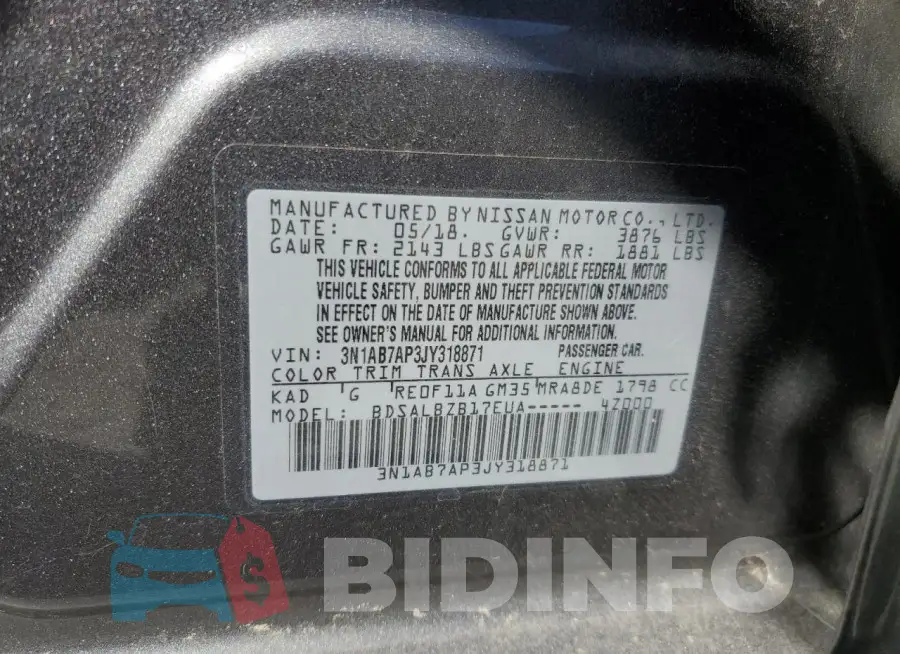 3N1AB7AP3JY318871 Photo# 12