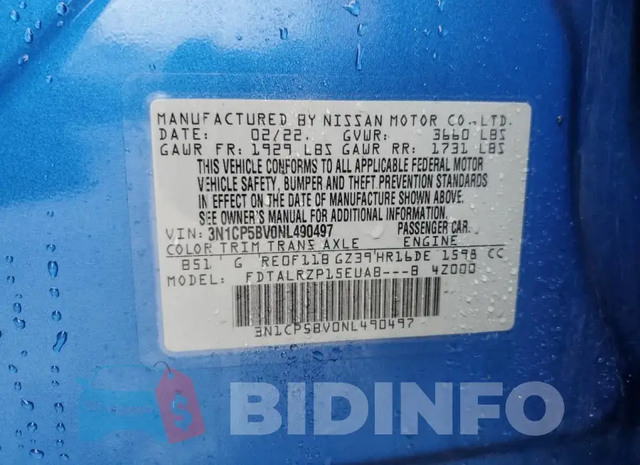 3N1CP5BV0NL490497 Photo# 12