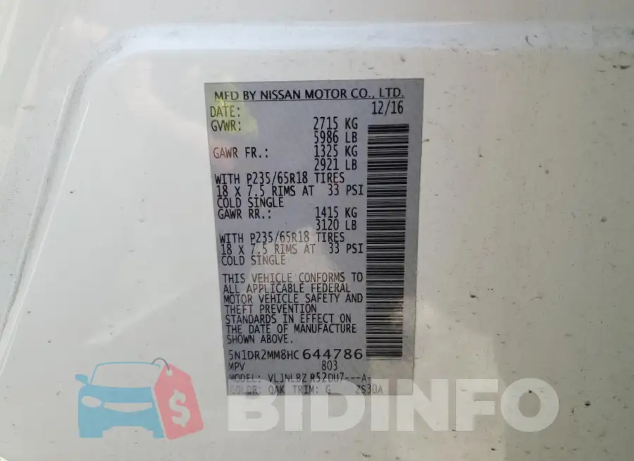 5N1DR2MM8HC644786 Photo# 13