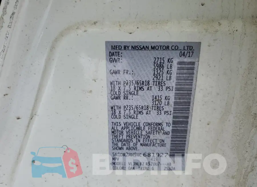 5N1DR2MM9HC681927 Photo# 13