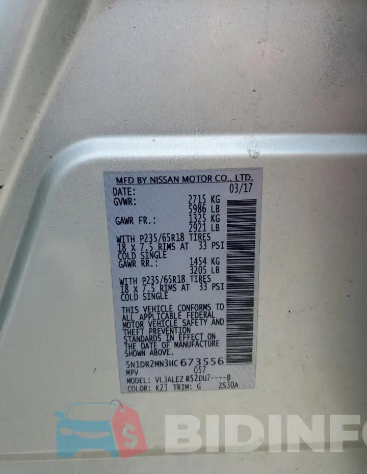 5N1DR2MN3HC673556 Photo# 13