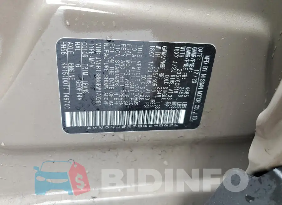 JN8BT3BB6RW170264 Photo# 13