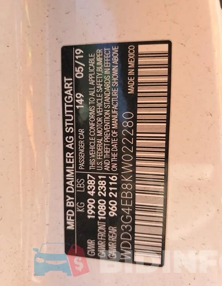 WDD3G4EB8KW022280 Photo# 12