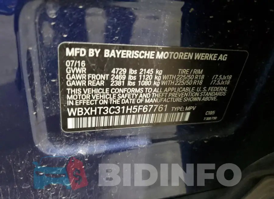 WBXHT3C31H5F67761 Photo# 13